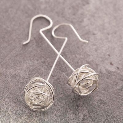 Nest Silver Knot Necklace - Drop Earrings & Pendant Set