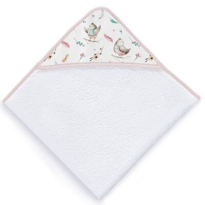 Sortie de bain 100% cot brode birds explorer rose