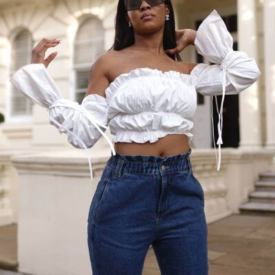 White Ruffle Crop Top