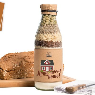 Bottlebread "Home Sweet Home" Backmischung Brotbackmischung in der Flasche Glas Geschenk Einzugsgeschenk Einzug