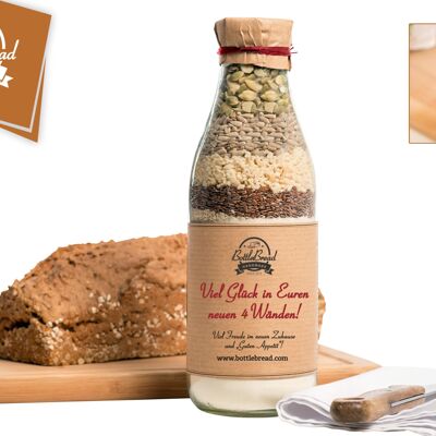Bottlebread "Good luck in your new 4 walls" Baking Mixture Bread Baking Mixture in a Bottle Glass Gift Moving In Gift