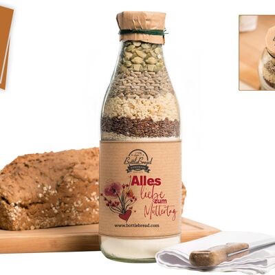BottleBread "All the best for Mother's Day Flowers" Baking mix Bread baking mix in a glass bottle Gift for Mother's Day Mother's Day gift