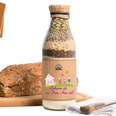 Bottlebread "Zuhause ist wo Dein Herz ist" Backmischung Brotbackmischung in der Flasche Glas Geschenk Einzugsgeschenk Einzug