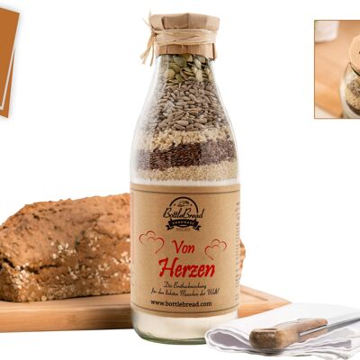 BottleBread "From the Heart" Baking Mixture Bread Baking Mixture in a Glass Bottle Valentine's Day Gift Gift Idea