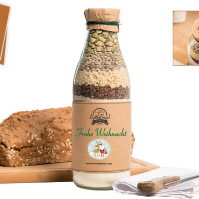 BottleBread "Joyeux Noël Rétro" Mélange de Cuisson Mélange de Cuisson de Pain dans une Bouteille en Verre Cadeau de Noël Cadeau pour Idée Cadeau de Noël