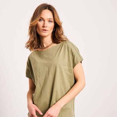 T-Shirt aus olivgrüner Baumwolle