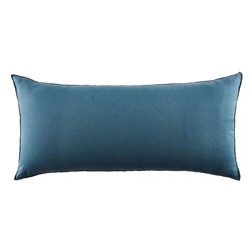 Enveloppe de coussin CARLINA Bleu vert et bourdon noir 55x110 cm