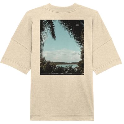 THE BEACH (Back Print) - Natural Raw Organic Oversize Shirt UNISEX