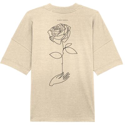 THE ROSE (Back Print) - Natural Raw Organic Oversize Shirt UNISEX