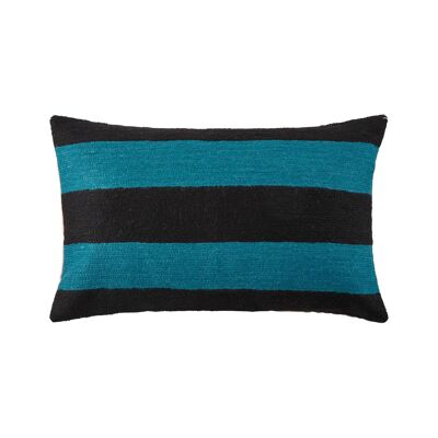 Cushion cover HORIZONA Black and duck blue 28x47 cm