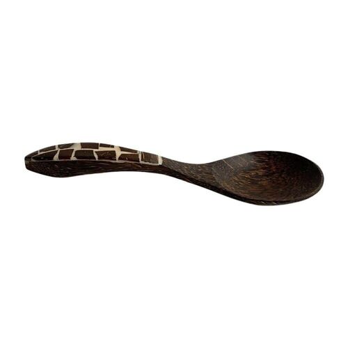 Serving Spoon, Coconut Wood with Coconut Chip Inlay, 22x7cm