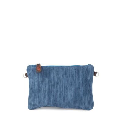 Pochette porte papier en cuir irisé BAMBOU 38 bleu