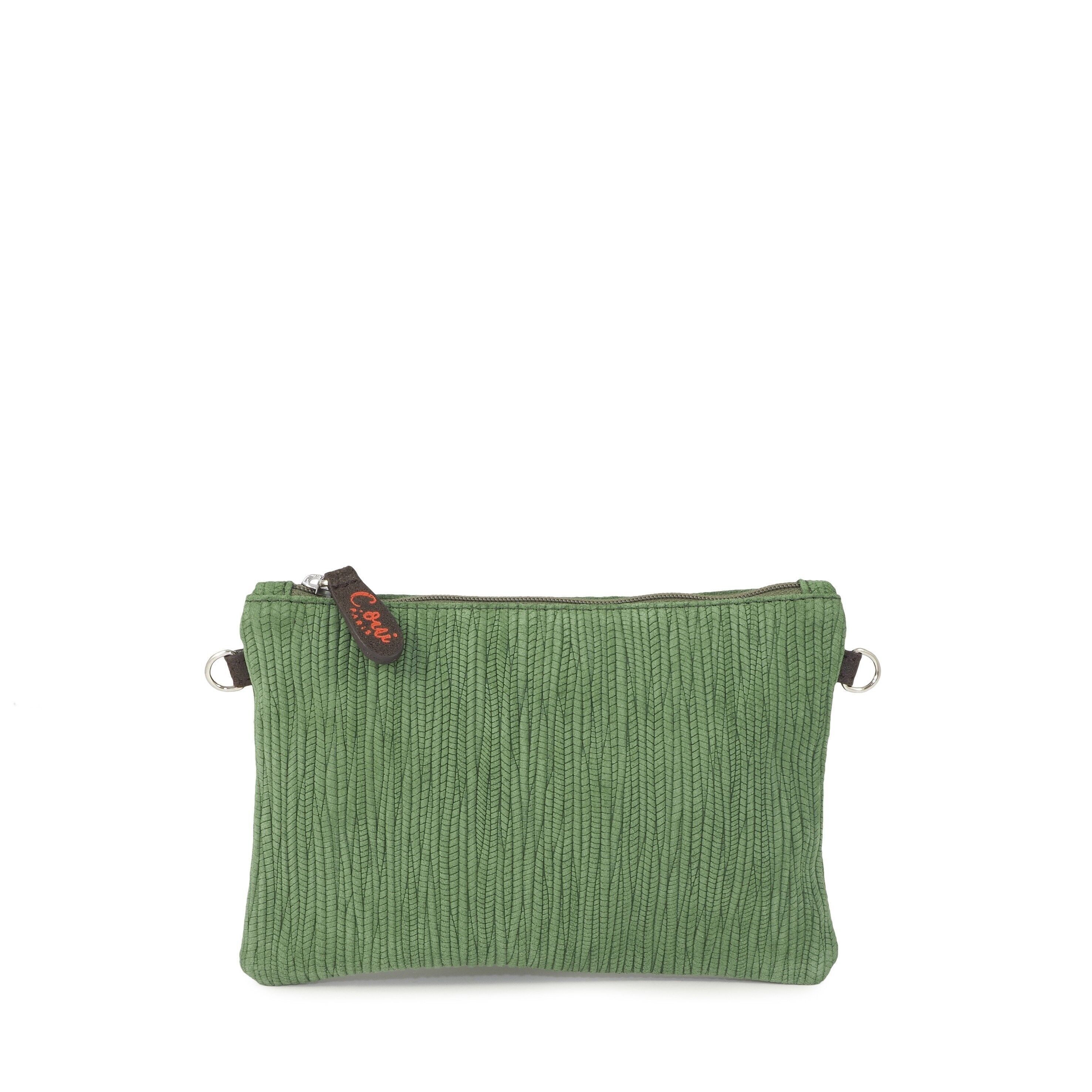 BAMBOU 38 pochette portacarte in pelle iridescente verde