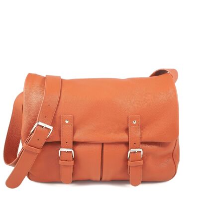 BONN 13 squirrel grained leather messenger bag - size L