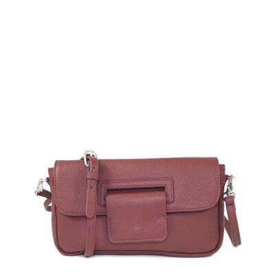 Bolso baguette BONN 29 de piel graneada burdeos