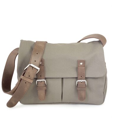 Sac Besace en toile et cuir - format moyen -BRUSSELS 02 taupe