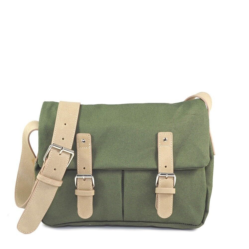 Borsa messenger in tela e pelle - misura media - BRUXELLES 02 kaki