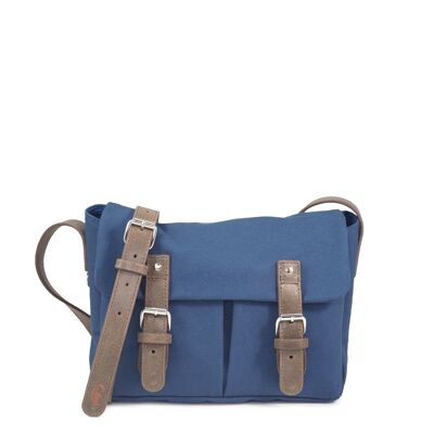 Sac besace en toile et cuir -petit format - BRUSSELS 11 bleu