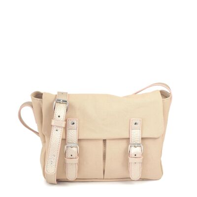 Bandolera de lona y piel - tamaño pequeño - BRUSSELS 11 UNI beige