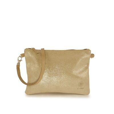 Sac pochette en cuir irisé CANNES 28 champagne