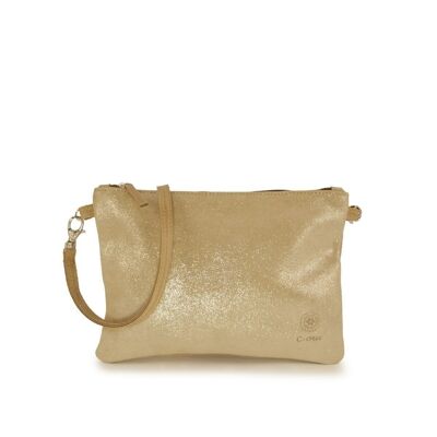 Bolso de mano CANNES 28 de piel irisada champagne
