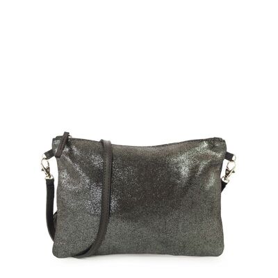 Bolso bandolera Cannes 28 Serraje iridiscente negro
