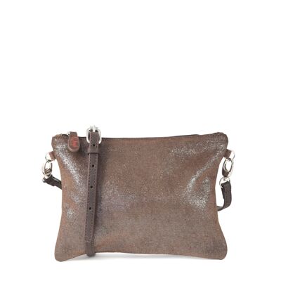 Sac pochette en cuir irisé CANNES 28 marron