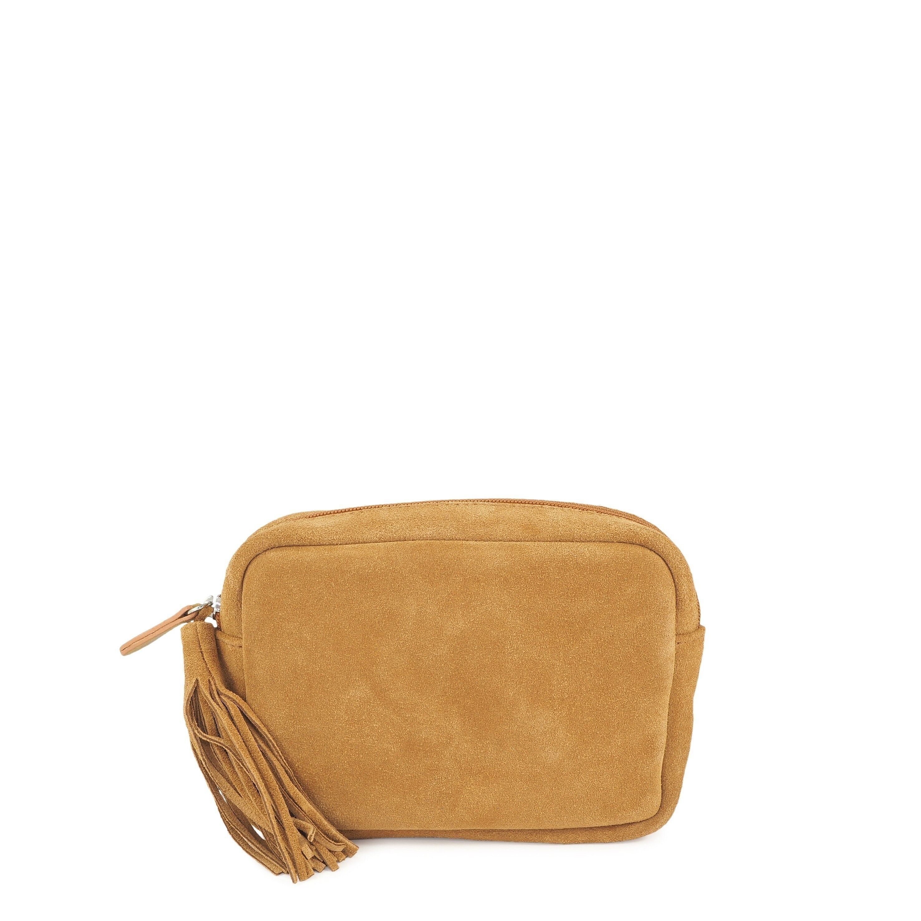 Pochette ceinture en croute velours CARNABY 27C camel