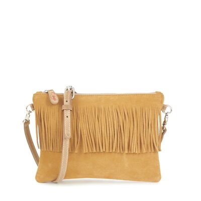 Cartera Carnaby 28 de piel con flecos amarillo pero
