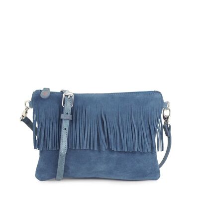 Bolso de mano Carnaby 28 de piel con flecos azul