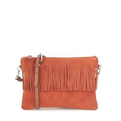 Bolso clutch de piel con flecos Carnaby 28 ecureuil
