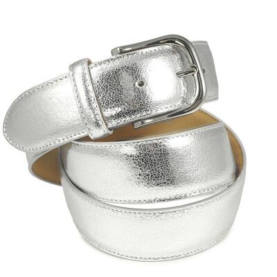IBIZA 40 mm cowhide leather belt - one size silver
