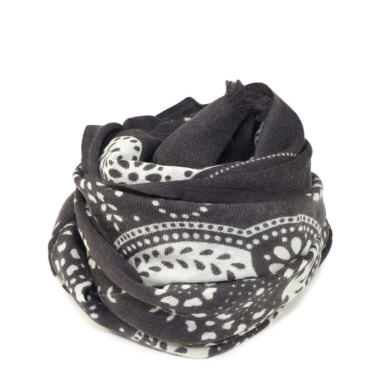 Sciarpa in lana pregiata con stampa BEBEK cioccolato bicolore