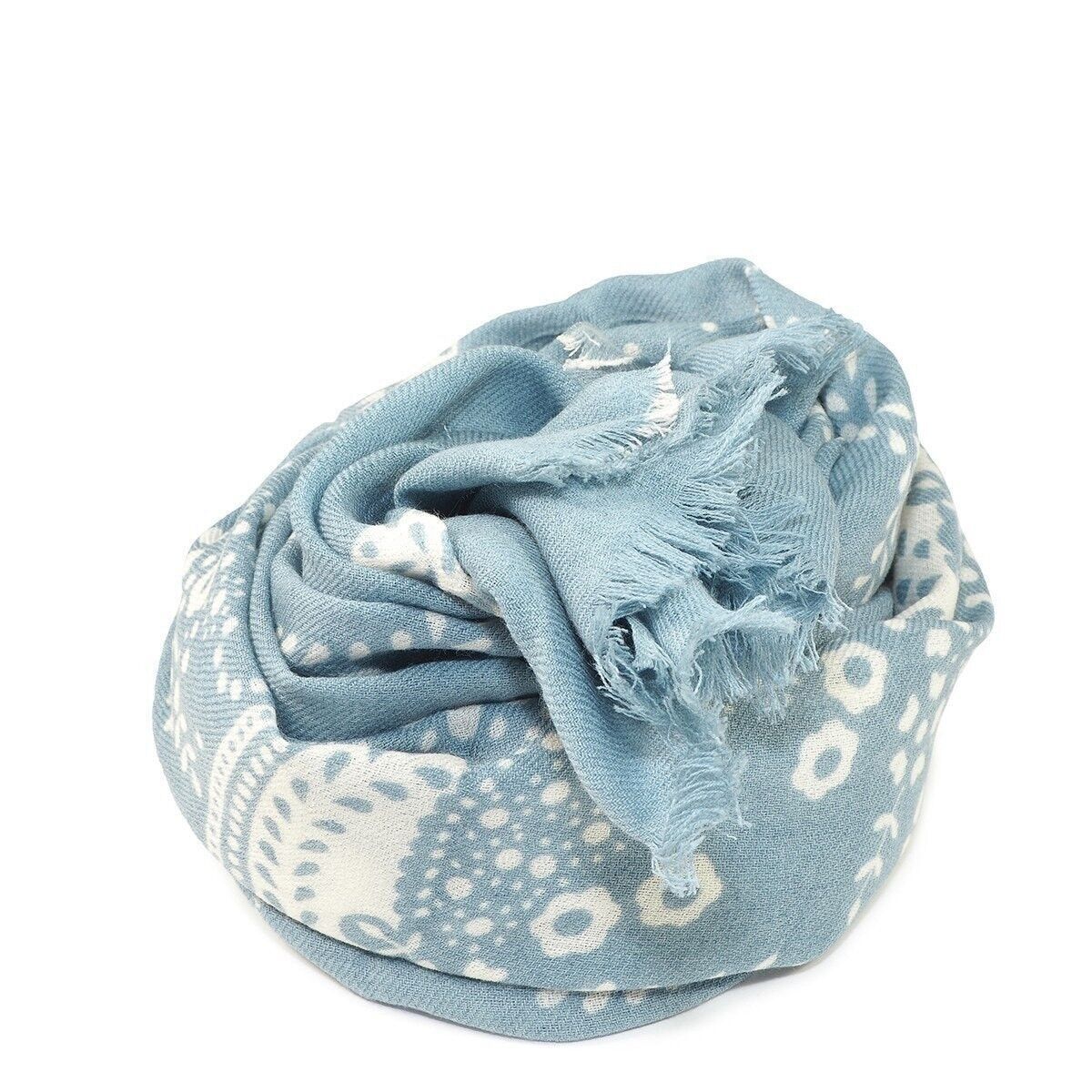 Sciarpa in lana pregiata con stampa bicolore BEBEK blu