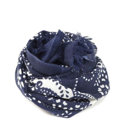 Foulard laine fine imprimé bicolore BEBEK