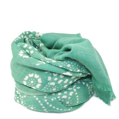 Foulard laine fine imprimé bicolore BEBEK vert