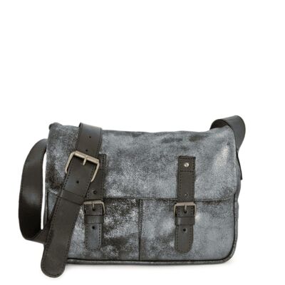 Bolso bandolera de piel - tamaño mediano - GLASGOW 02 gris