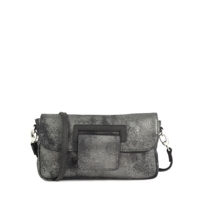 Vintage leather baguette bag GLASGOW 29 gray