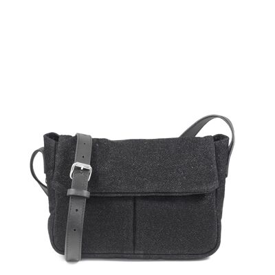 IBIZA 54 iridescent fabric crossbody bag black