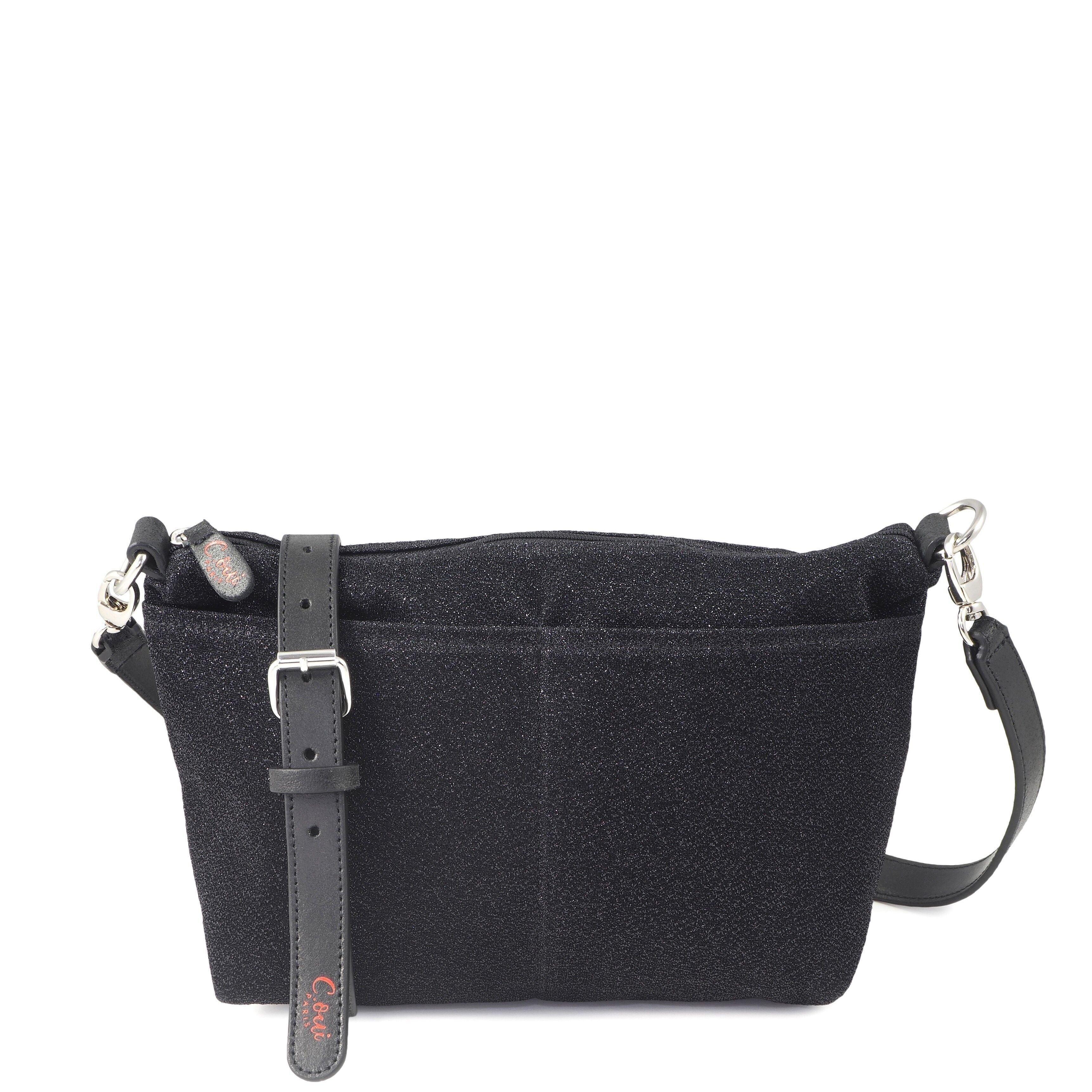 Borsa a tracolla in tessuto metallico IBIZA 75XS nera