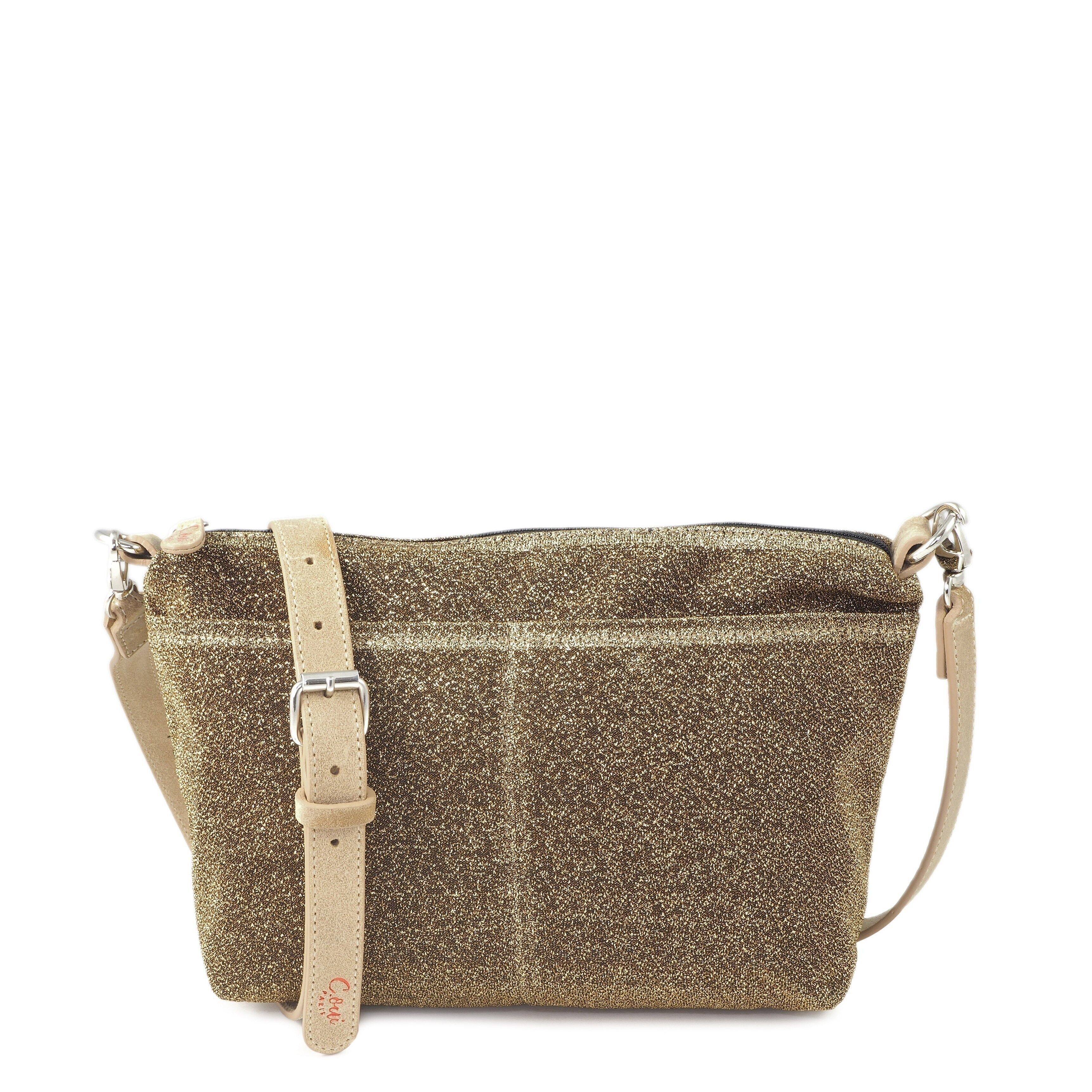 Borsa a tracolla in tessuto metallizzato IBIZA 75XS oro