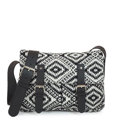 Bolso bandolera SAHARA 02 -Mediano blanco y negro