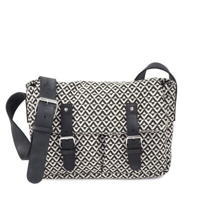 Bolso bandolera SAHARA 02 de tejido blanco y negro