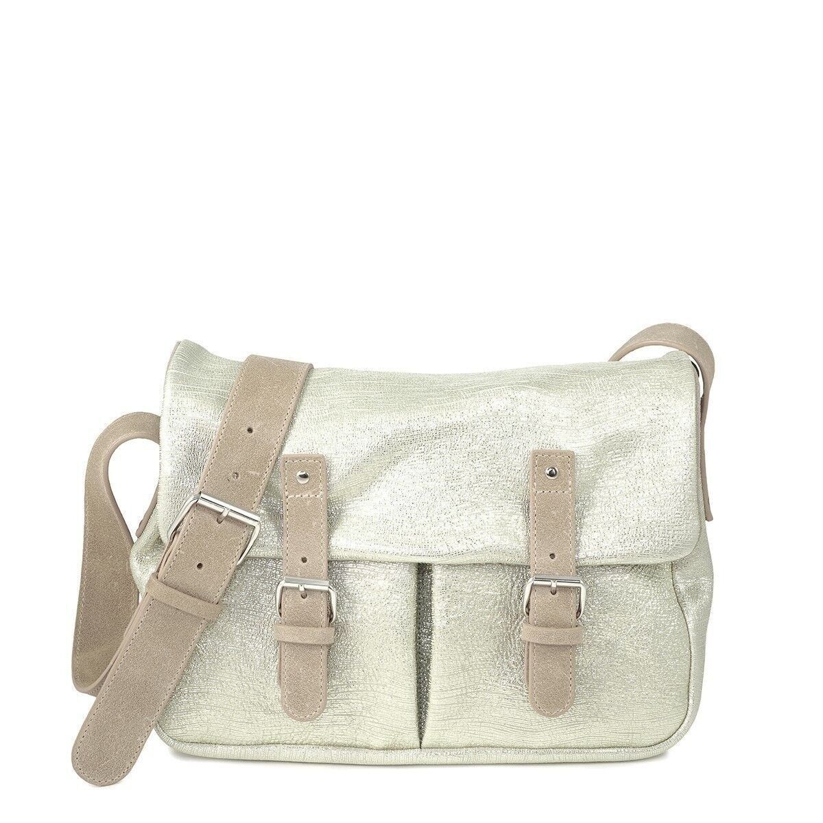 Borsa messenger in pelle - misura media - SHANGHAI 02 beige