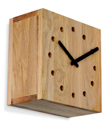 Double - horloge murale design en bois de chêne - M - chêne huilé 1