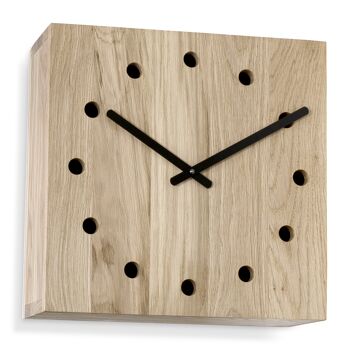 Double - horloge murale design en bois de chêne - M - chêne huilé 2