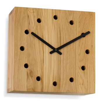 Double - horloge murale design en bois de chêne - M - chêne huilé 3