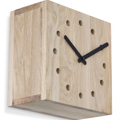 Double - design wall clock made of oak wood - M - untreated oak