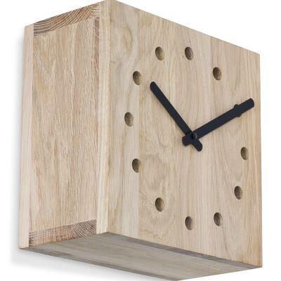 Doble - reloj de pared de diseño en madera de roble - M - roble sin tratar