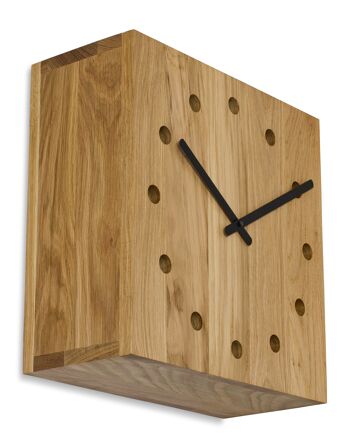 Double - horloge murale design en bois de chêne - L - chêne huilé 1